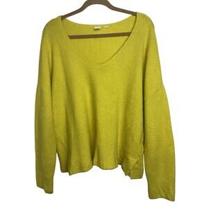 Gap Chartreuse Oversized Fuzzy Sweater Slouchy L Cozy Relaxed Fit